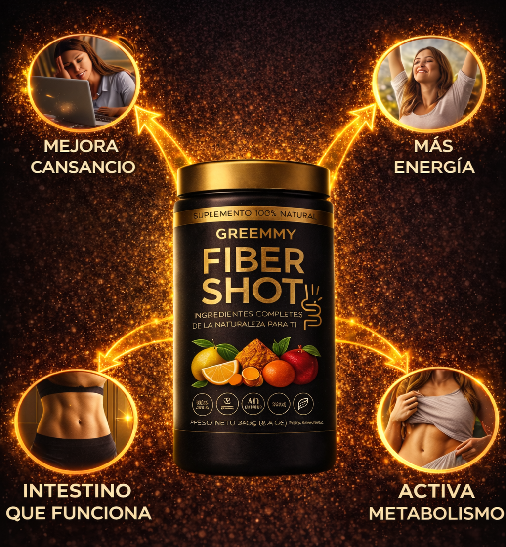 GREEMMY Fiber Shot con todos sus beneficios - Intestino saludable, más energía, mejor humor, piel y cabello
